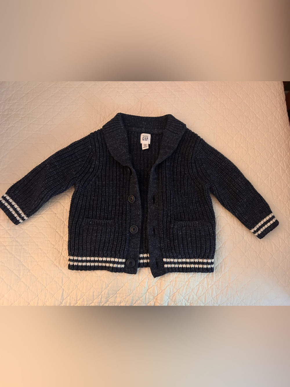 GAP Baby Dark Navy Ribbed Knit Cardigan
